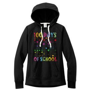 100 Days Of School Teacher Student   100 Hearts Women's Fleece Hoodie