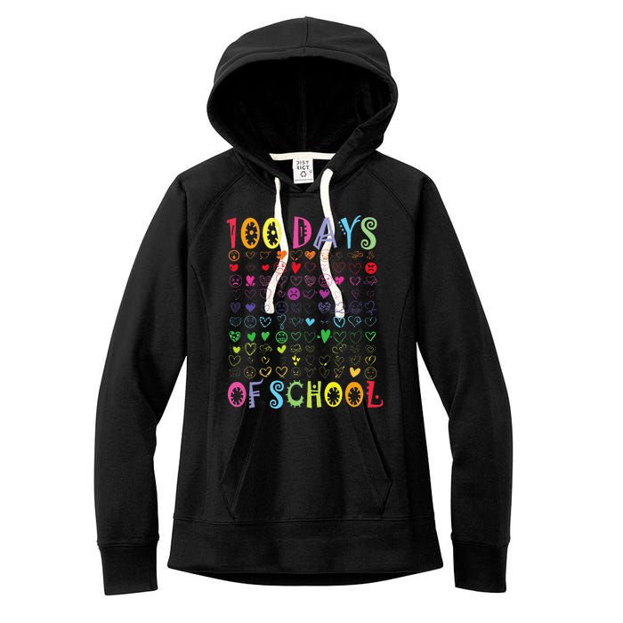 100 Days Of School Teacher Student   100 Hearts Women's Fleece Hoodie