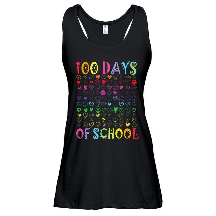 100 Days Of School Teacher Student   100 Hearts Ladies Essential Flowy Tank