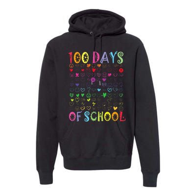 100 Days Of School Teacher Student   100 Hearts Premium Hoodie