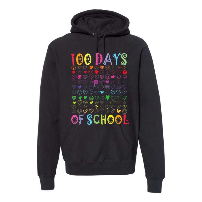 100 Days Of School Teacher Student   100 Hearts Premium Hoodie