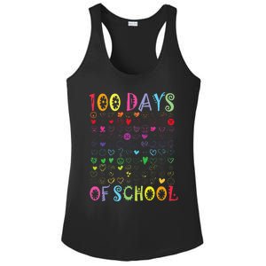 100 Days Of School Teacher Student   100 Hearts Ladies PosiCharge Competitor Racerback Tank