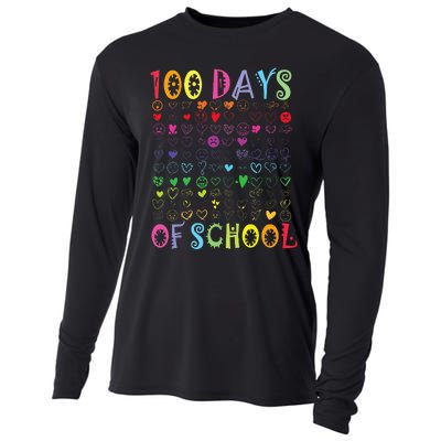 100 Days Of School Teacher Student   100 Hearts Cooling Performance Long Sleeve Crew