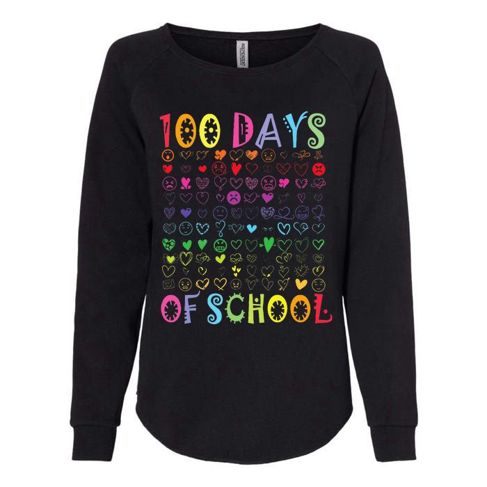 100 Days Of School Teacher Student   100 Hearts Womens California Wash Sweatshirt