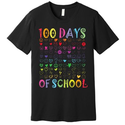 100 Days Of School Teacher Student   100 Hearts Premium T-Shirt