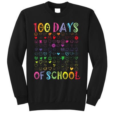 100 Days Of School Teacher Student   100 Hearts Tall Sweatshirt