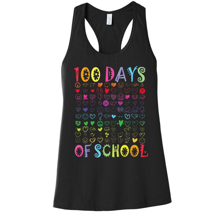 100 Days Of School Teacher Student   100 Hearts Women's Racerback Tank