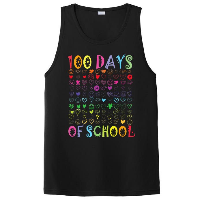 100 Days Of School Teacher Student   100 Hearts PosiCharge Competitor Tank