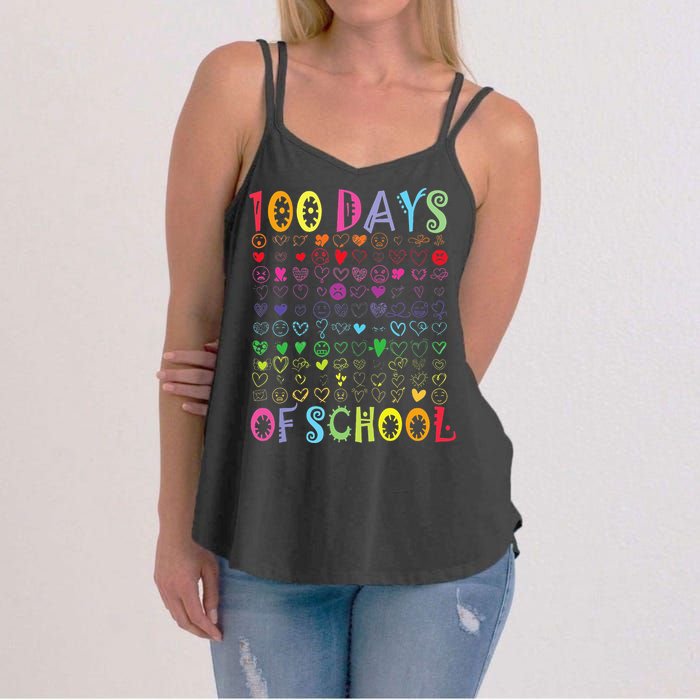 100 Days Of School Teacher Student   100 Hearts Women's Strappy Tank