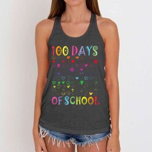 100 Days Of School Teacher Student   100 Hearts Women's Knotted Racerback Tank