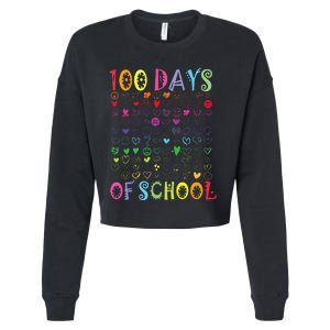 100 Days Of School Teacher Student   100 Hearts Cropped Pullover Crew