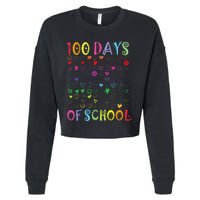 100 Days Of School Teacher Student   100 Hearts Cropped Pullover Crew