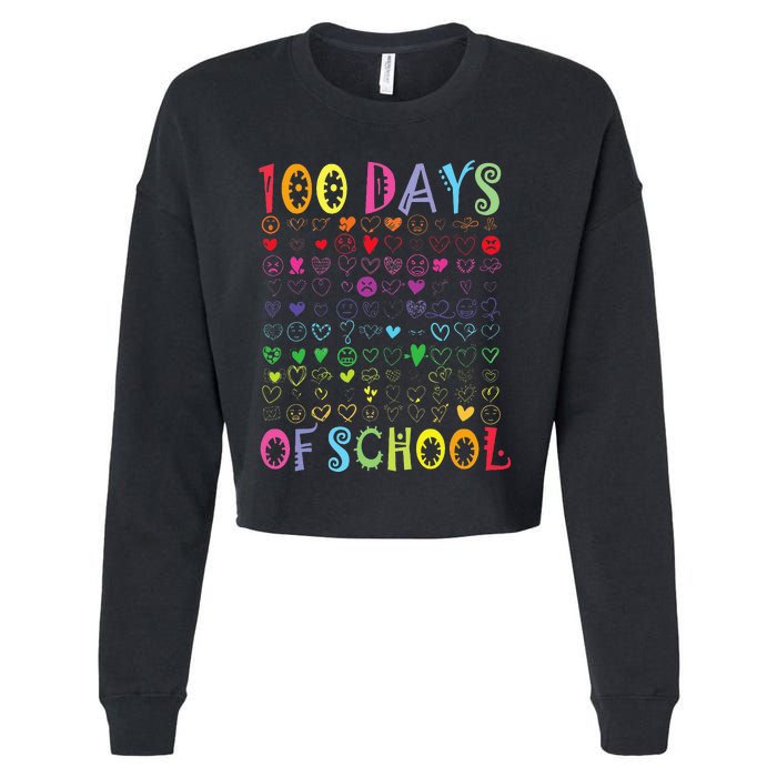 100 Days Of School Teacher Student   100 Hearts Cropped Pullover Crew