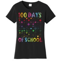 100 Days Of School Teacher Student   100 Hearts Women's T-Shirt