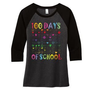 100 Days Of School Teacher Student   100 Hearts Women's Tri-Blend 3/4-Sleeve Raglan Shirt