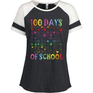 100 Days Of School Teacher Student   100 Hearts Enza Ladies Jersey Colorblock Tee