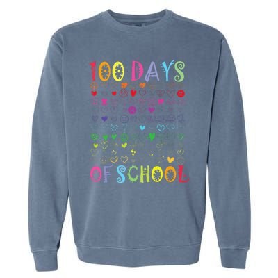 100 Days Of School Teacher Student   100 Hearts Garment-Dyed Sweatshirt