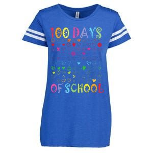 100 Days Of School Teacher Student   100 Hearts Enza Ladies Jersey Football T-Shirt