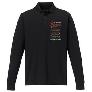 12 Days Of Pharmacy Funny Christmas Pharmacist Tech Xmas Gift Performance Long Sleeve Polo