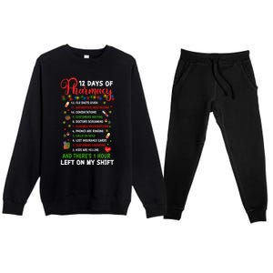 12 Days Of Pharmacy Funny Christmas Pharmacist Tech Xmas Gift Premium Crewneck Sweatsuit Set