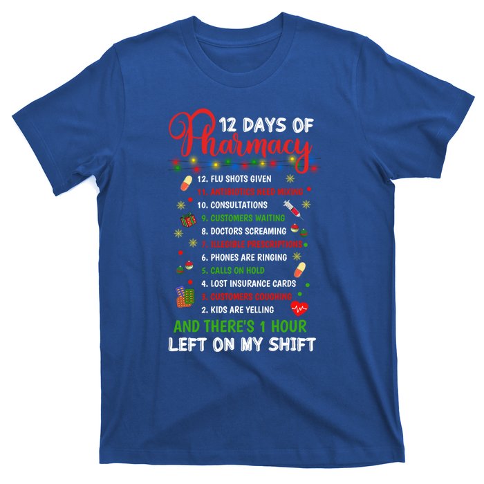 12 Days Of Pharmacy Funny Christmas Pharmacist Tech Xmas Gift T-Shirt