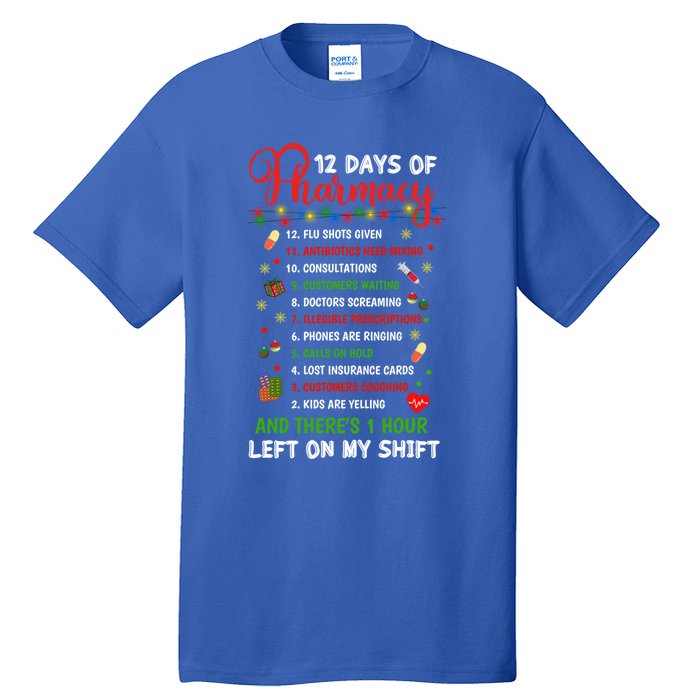 12 Days Of Pharmacy Funny Christmas Pharmacist Tech Xmas Gift Tall T-Shirt