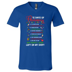 12 Days Of Pharmacy Funny Christmas Pharmacist Tech Xmas Gift V-Neck T-Shirt