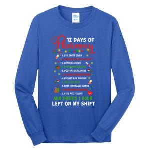 12 Days Of Pharmacy Funny Christmas Pharmacist Tech Xmas Gift Tall Long Sleeve T-Shirt