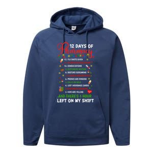 12 Days Of Pharmacy Funny Christmas Pharmacist Tech Xmas Gift Performance Fleece Hoodie