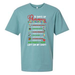 12 Days Of Pharmacy Funny Christmas Pharmacist Tech Xmas Gift Sueded Cloud Jersey T-Shirt