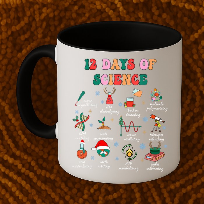 12 Days Of Science Scientist Teacher Christmas Science Xmas Mug