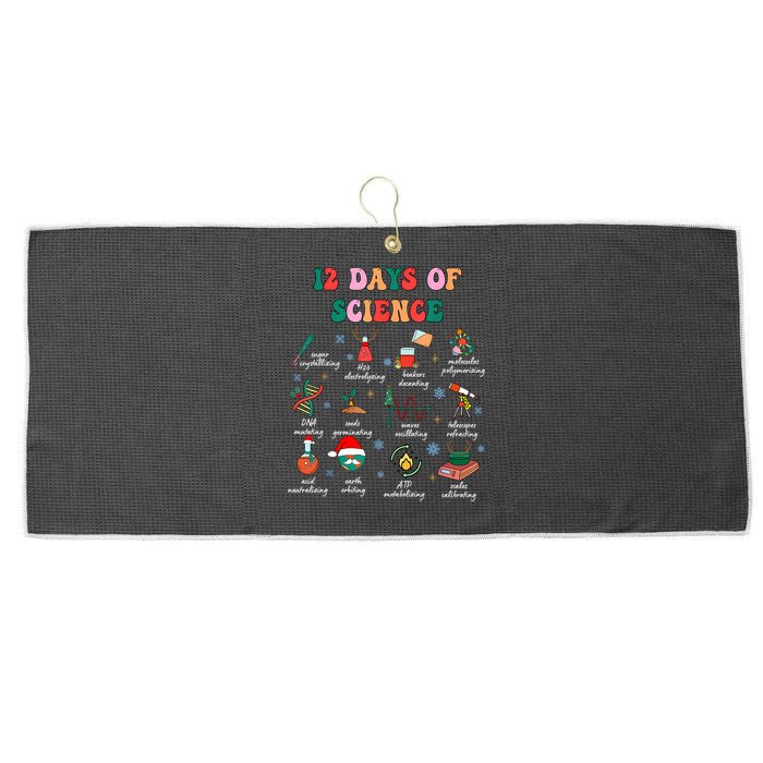 12 Days Of Science Scientist Teacher Christmas Science Xmas Large Microfiber Waffle Golf Towel