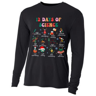 12 Days Of Science Scientist Teacher Christmas Science Xmas Cooling Performance Long Sleeve Crew