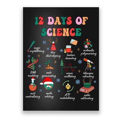 12 Days Of Science Scientist Teacher Christmas Science Xmas Poster