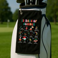 12 Days Of Science Scientist Teacher Christmas Science Xmas Golf Towel