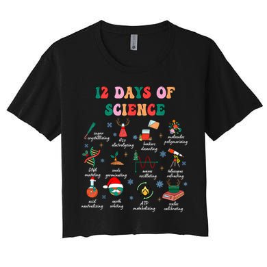 12 Days Of Science Scientist Teacher Christmas Science Xmas Women's Crop Top Tee