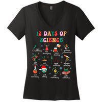 12 Days Of Science Scientist Teacher Christmas Science Xmas Women's V-Neck T-Shirt