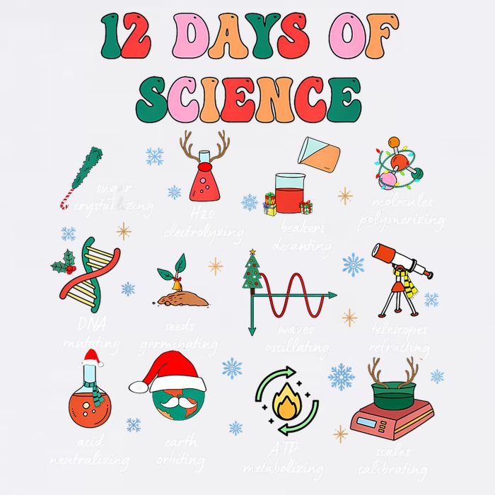 12 Days Of Science Scientist Teacher Christmas Science Xmas Garment-Dyed Sweatshirt