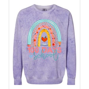 100th Day Of School Teacher 100 Days Smarter Boho Rainbow Colorblast Crewneck Sweatshirt