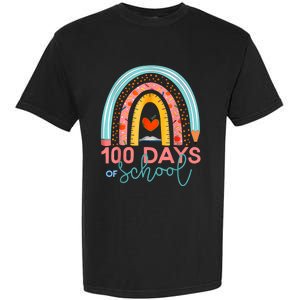 100th Day Of School Teacher 100 Days Smarter Boho Rainbow Garment-Dyed Heavyweight T-Shirt