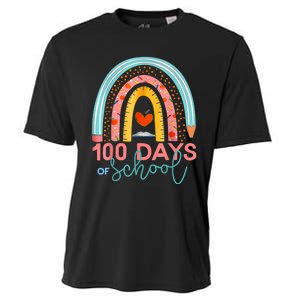 100th Day Of School Teacher 100 Days Smarter Boho Rainbow Cooling Performance Crew T-Shirt