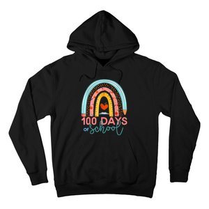 100th Day Of School Teacher 100 Days Smarter Boho Rainbow Hoodie