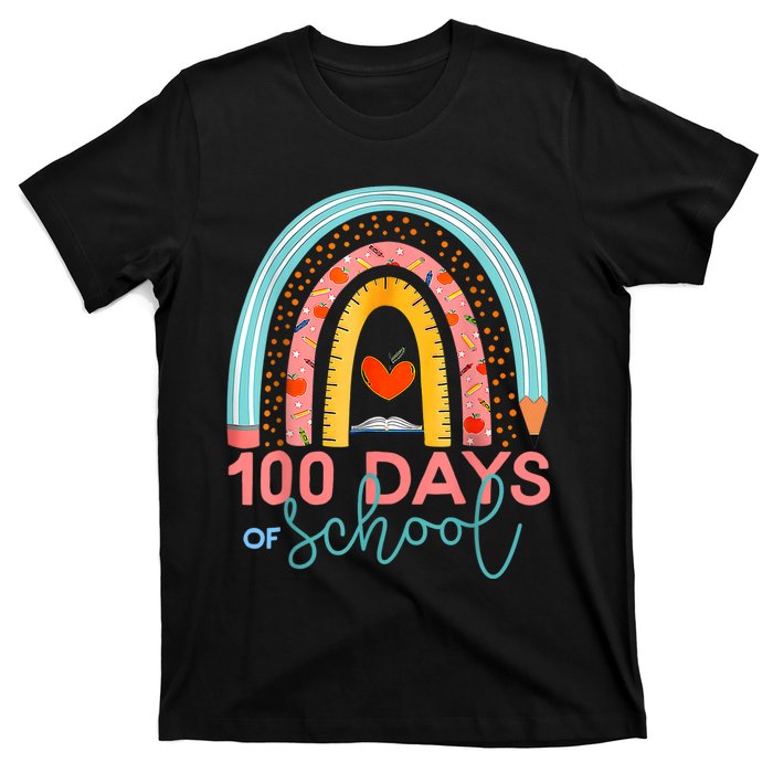 100th Day Of School Teacher 100 Days Smarter Boho Rainbow T-Shirt