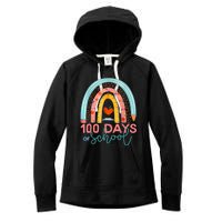 100th Day Of School Teacher 100 Days Smarter Boho Rainbow Women's Fleece Hoodie