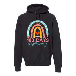 100th Day Of School Teacher 100 Days Smarter Boho Rainbow Premium Hoodie