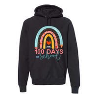 100th Day Of School Teacher 100 Days Smarter Boho Rainbow Premium Hoodie