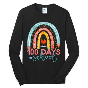 100th Day Of School Teacher 100 Days Smarter Boho Rainbow Tall Long Sleeve T-Shirt