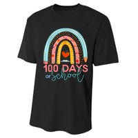 100th Day Of School Teacher 100 Days Smarter Boho Rainbow Performance Sprint T-Shirt