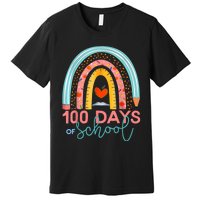 100th Day Of School Teacher 100 Days Smarter Boho Rainbow Premium T-Shirt