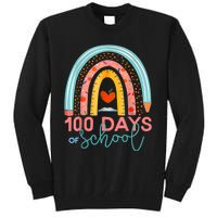 100th Day Of School Teacher 100 Days Smarter Boho Rainbow Tall Sweatshirt